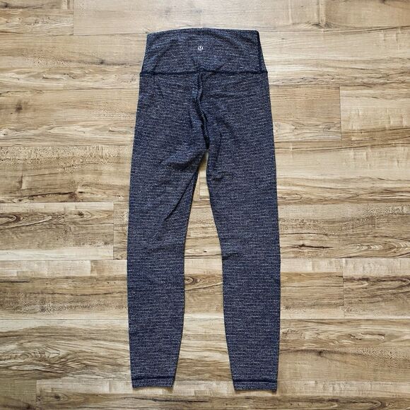 LULULEMON 4 Heathered Black Herringbone Wunder Under 26” Ankle Leggings Thick - Picture 2 of 14